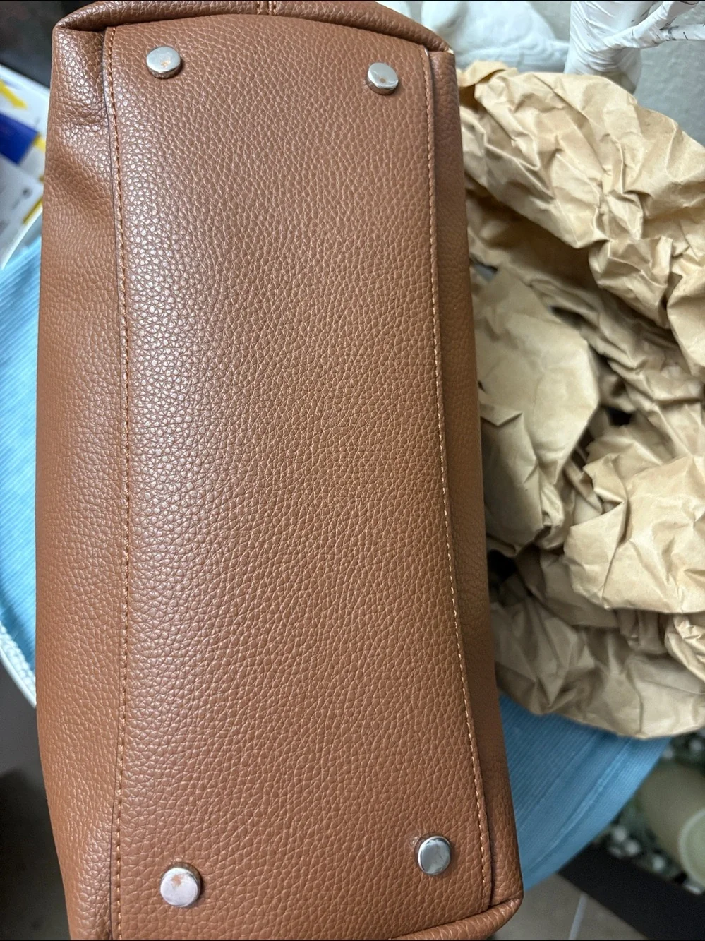 Dana Buchman Cognac Pebbled Leather Shoulder Hobo